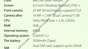 国产美人尖新机配置泄露：搭载联发科Helio P60