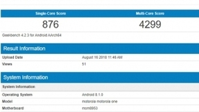 Moto One手机现身Geekbench：或将运行Android One