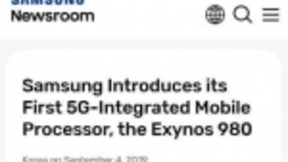三星发布Exynos 980：首个集成5G的芯片 8nm打造