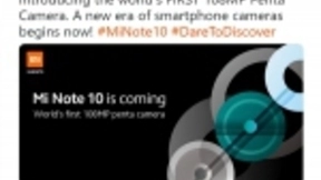 小米Note 10官宣：一亿像素五摄加持、或是CC9 Pro海外版