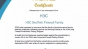 H3C SecPath全系列防火墙荣获ICSA实验室最高标准认证