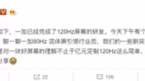 刘作虎：一加已经完成120Hz屏幕研发