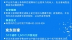 抗疫情稳就业，京东集团、达达集团将联合招募超35000个正式及临时员工
