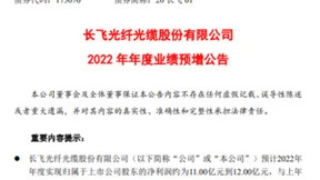 长飞光纤：预计2022年净利润同比增长55%到69%