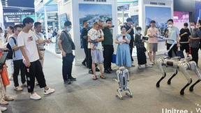 2023世界人工智能大会：宇树四足机器人吸引参会观众眼球