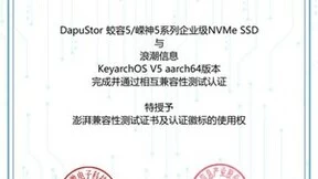 大普微与keyarchOS完成浪潮信息澎湃技术认证