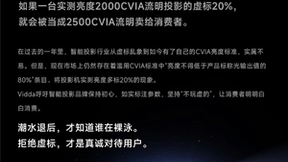 双十一Vidda呼吁智能投影明确标注亮度 让用户明明白白消费