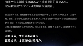 双十一Vidda呼吁智能投影明确标注亮度 让用户明明白白消费