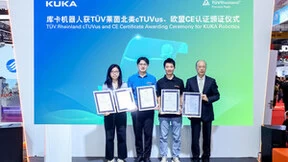 库卡机器人获TÜV莱茵北美cTUVus及CE指令符合性证书