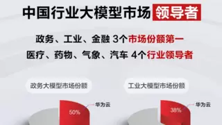 沙利文：最新中国工业大模型市场份额发布，华为云位列行业第一