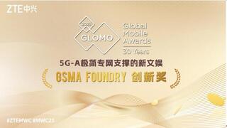中兴通讯5G-A极简专网方案荣获2025年GLOMO “GSMA Foundry创新奖”