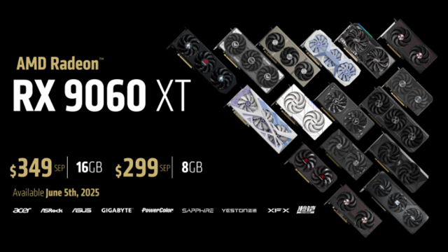 AMD Radeon RX 9060 XT显卡推出8GB和16GB版本，起售价299美元