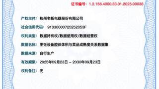 三重里程碑！老板电器先后斩获国家级、省级数据荣誉，核心数据资产获颁“身份认证”