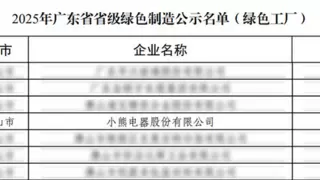 深耕绿色智造，小熊电器获评“广东省省级绿色工厂”