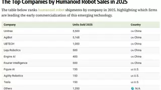 宇树科技人形机器人全球出货量第一，中国企业表现突出