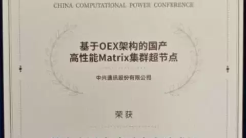 中兴通讯OEX超节点获“算力中国·年度重大突破成果”奖
