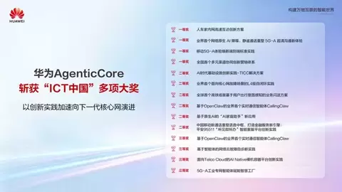 华为AgenticCore斩获“ICT中国”多项大奖，以创新实践加速下一代核心网演进